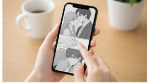 スマートフォンでタテヨミ漫画を読む手元のイメージ