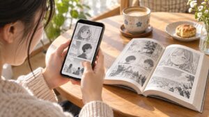 愛しのリビングデッドを読む紙コミックスと電子書籍を比較するイメージ