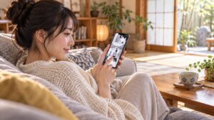 スマートフォンで『氷の城壁』のようなタテヨミ漫画を読むイメージ